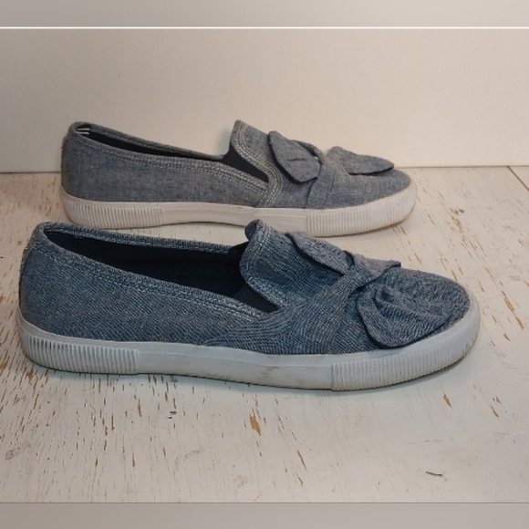 Nautica Blue Canvas Twist Bow Slip-on Loafers Size 10 Shoes Casual Preppy Resort - Picture 4 of 10